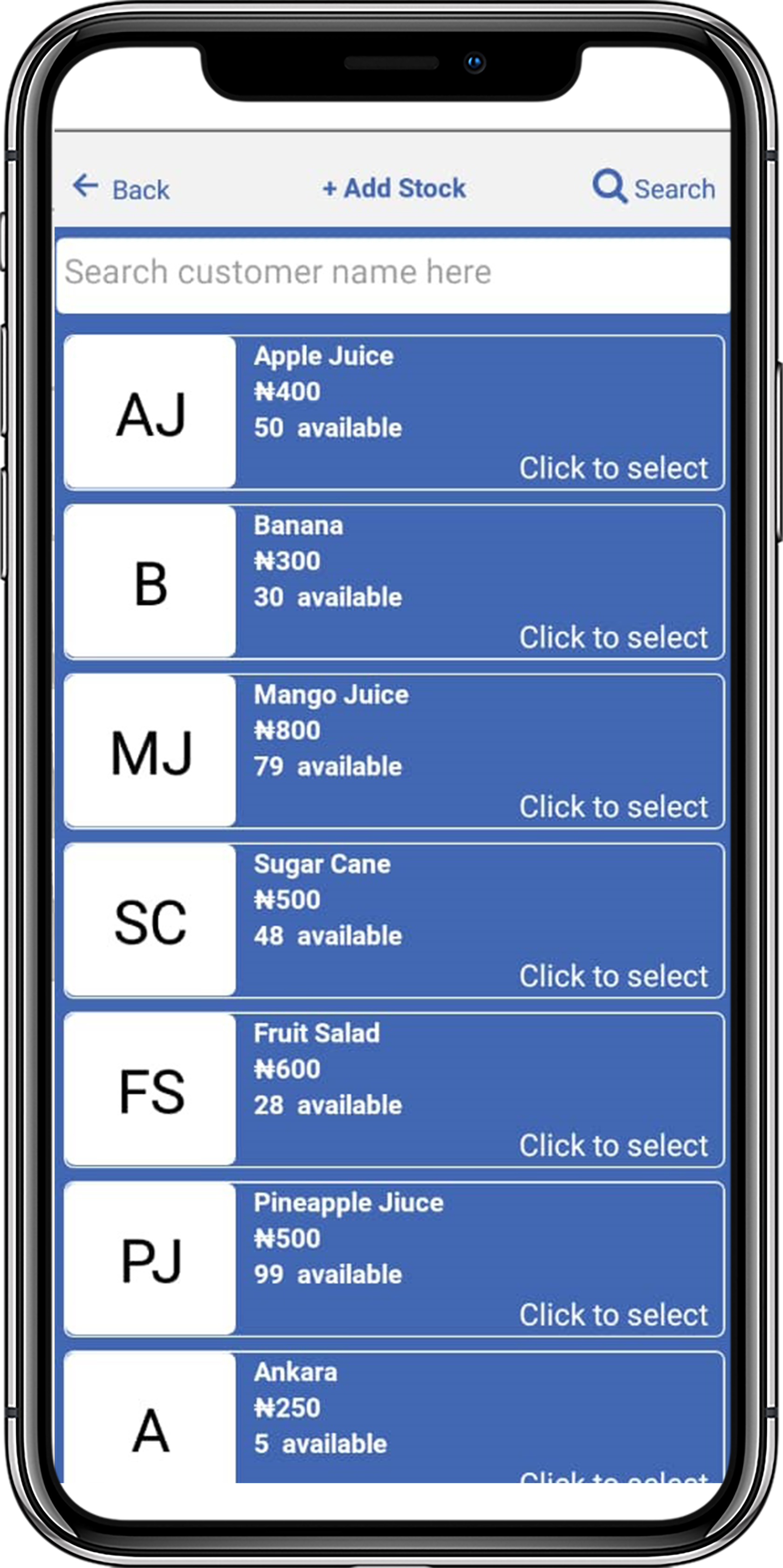 iPhone app preferences selection screen